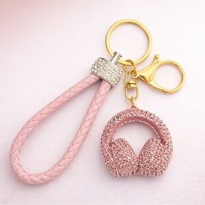 Elegant Pink Keychain with Gold Accents